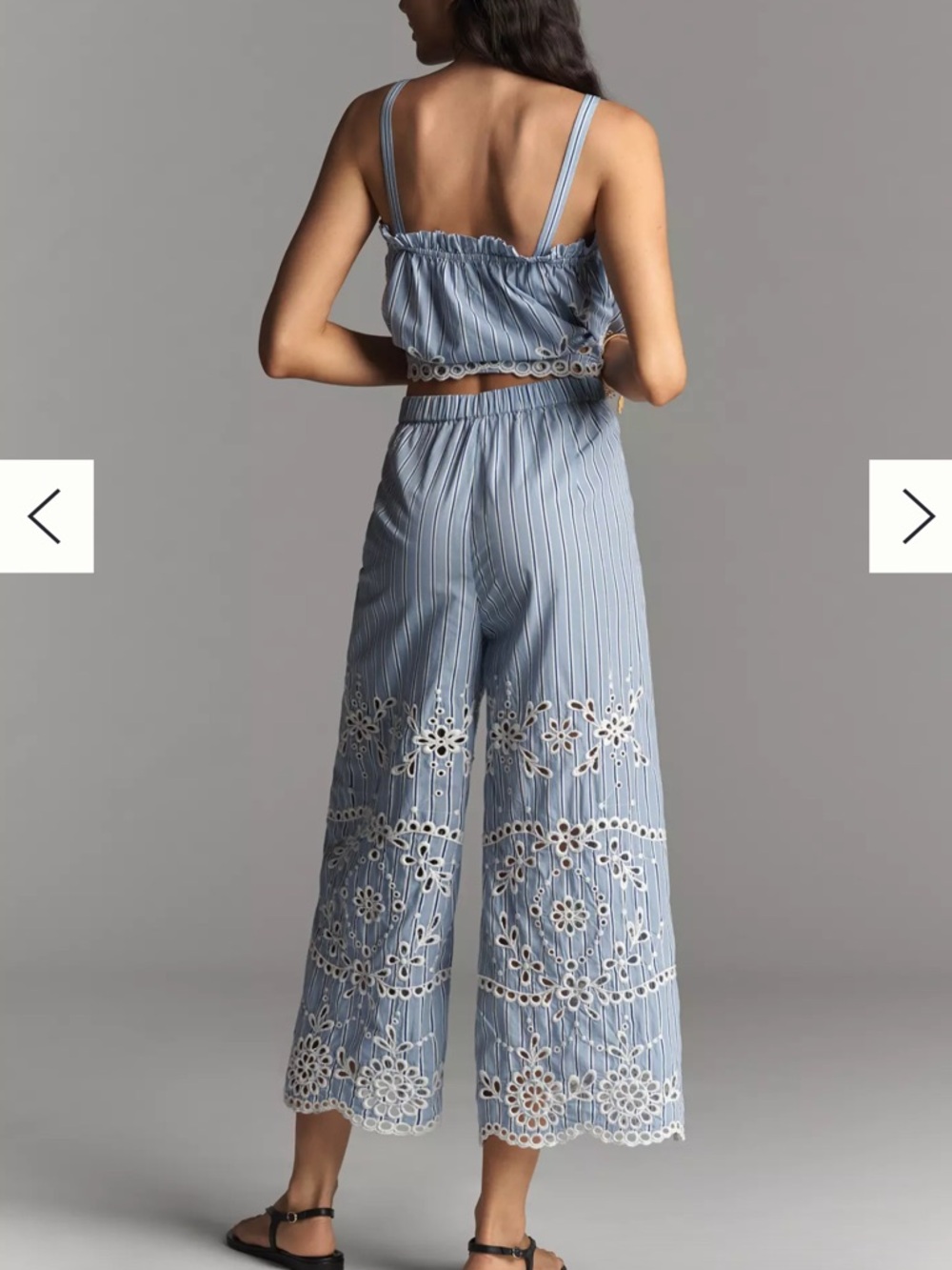 Anthropologie Maeve Cotton Striped Eyelet Wide Leg Pants. NEW without tags. - Picture 3 of 16